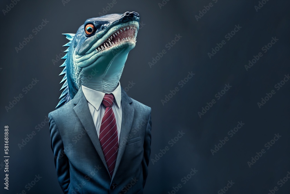 Barracuda CEO: Oceanic Businessman in a Sharp Business Suit. Generative AI Barracuda CEO: Oceanic Businessman in a Sharp Business Suit. Generative AI