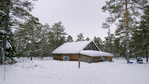 Western Siberia, Khanty people's camp: a hut in the forest. © Eugene