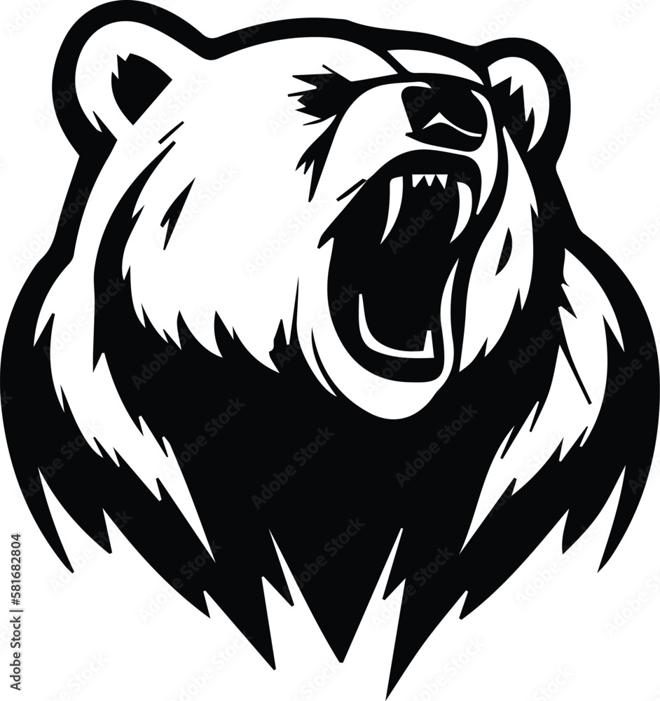 Grizzly Bear Monogram Logo Monochrome Design Style
 - obrazy, fototapety, plakaty 