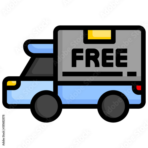 Free Delivery flat icon,linear,outline,graphic,illustration