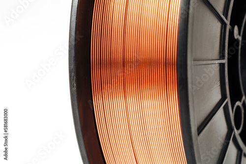 Welding wire spool on a white background