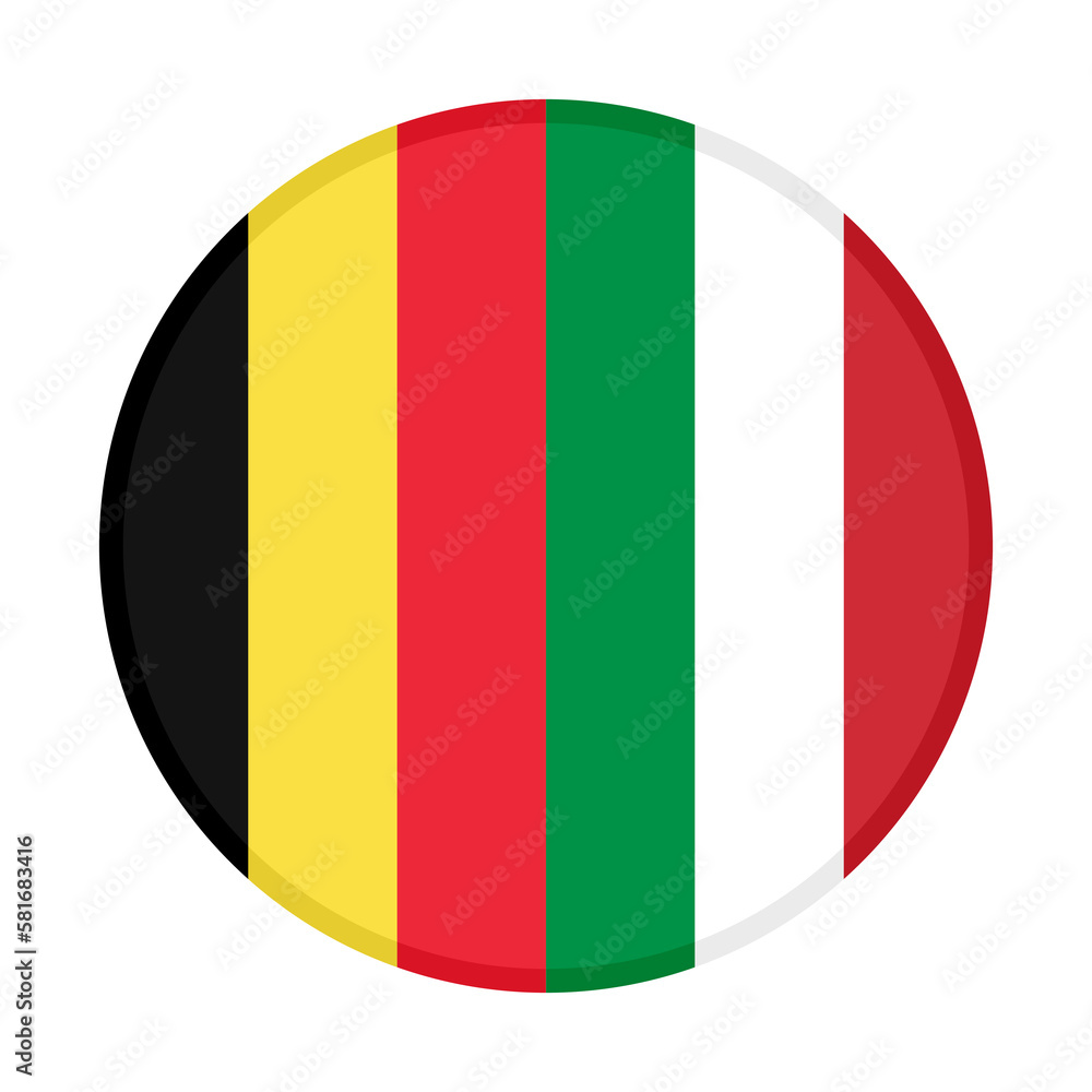 Fototapeta premium round icon of belgium and italy flags. vector illustration isolated on white background