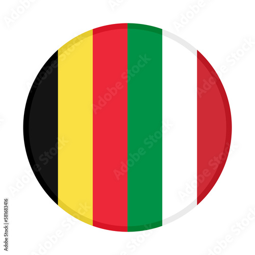 round icon of belgium and italy flags. vector illustration isolated on white background