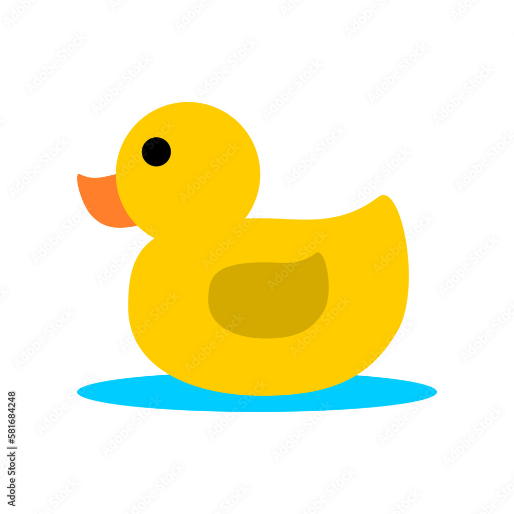Cute yellow duck floating swiming water cartoon icon flat vector design Cute yellow duck floating swiming water cartoon icon flat vector design
