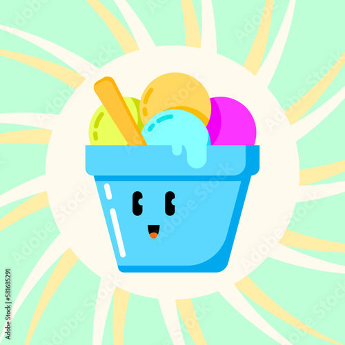 cute smiley bucket of ice cream