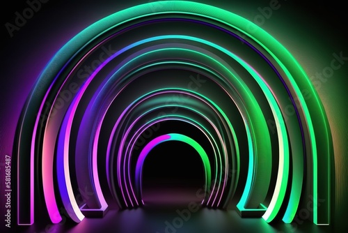 3d render, abstract colorful neon background. Generative AI