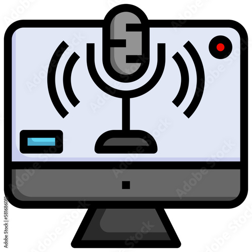 webcast flat icon,linear,outline,graphic,illustration