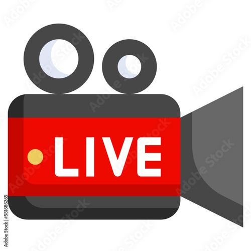 Video Camera flat icon,linear,outline,graphic,illustration