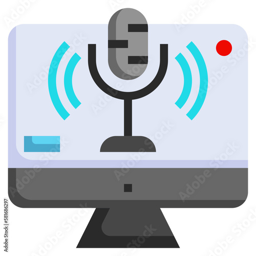 webcast flat icon,linear,outline,graphic,illustration