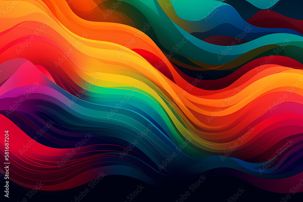 Fototapeta premium A vibrant abstract background with a gradient of rainbow colors. digital art illustration. generative AI.