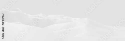 3D snow mountain. White terrain. Cold environment.