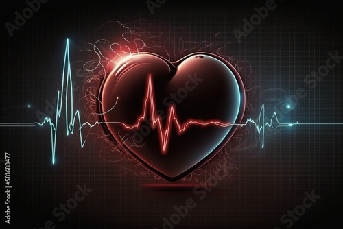 Cardiogram of the heart. Electrical activity of the heart. Generative AI