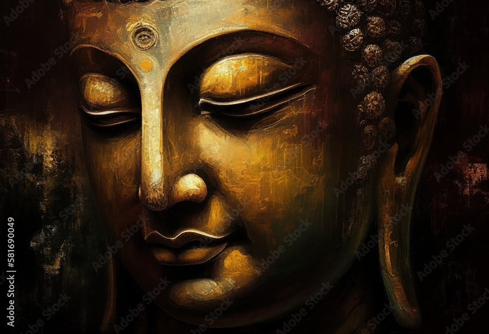 Buddha statue, Oil Painting, Generative AI Buddha statue, Oil Painting, Generative AI