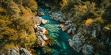 Aerial view of a river and rocks around. digital ai art	
