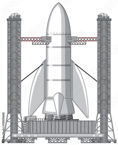 Cosmodrome and Rocket Launch Vector