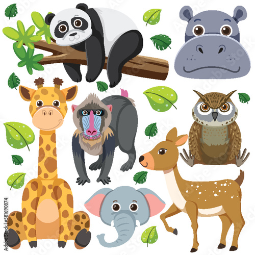 Set of mix animal character
