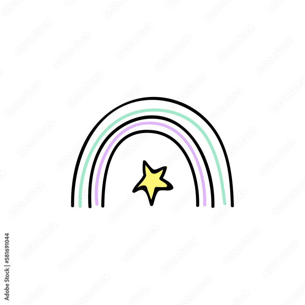 Rainbow sticker doodle vector illustration Stock Vector Adobe Stock