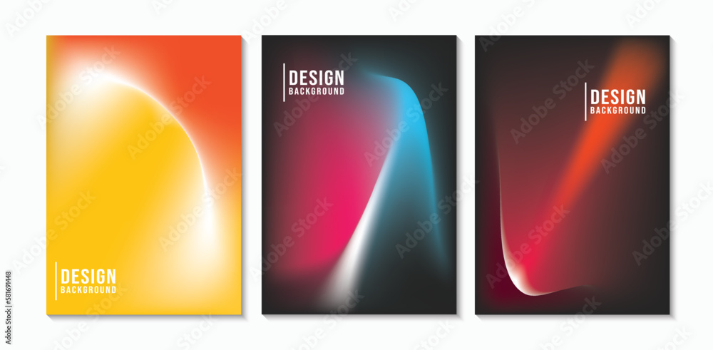 Set of Colorful Fluid Mesh Gradient Background Poster. Suitable for your Design, Poster, Brochure, and More. Vector Illustration.