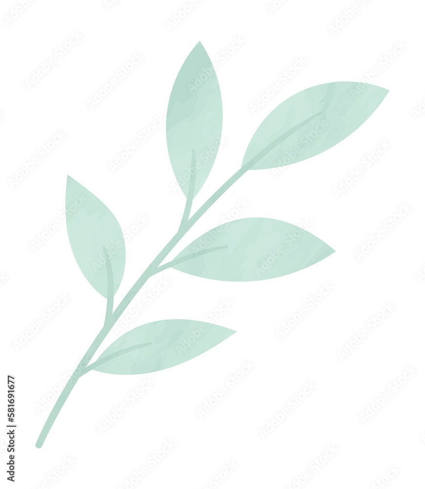 Watercolor spring leaf branch Watercolor spring leaf branch