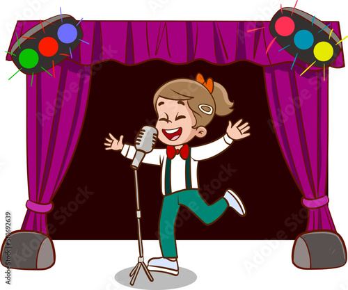 children singing and dancing cartoon vector