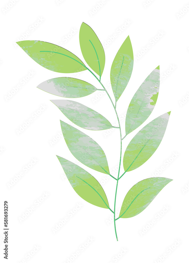 Watercolor spring leaf branch