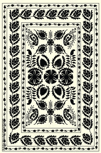 Suzani - a traditional textile product in Uzbekistan, a home interior element. Nowadays using for decorating fashion outfits and other creative elements. 