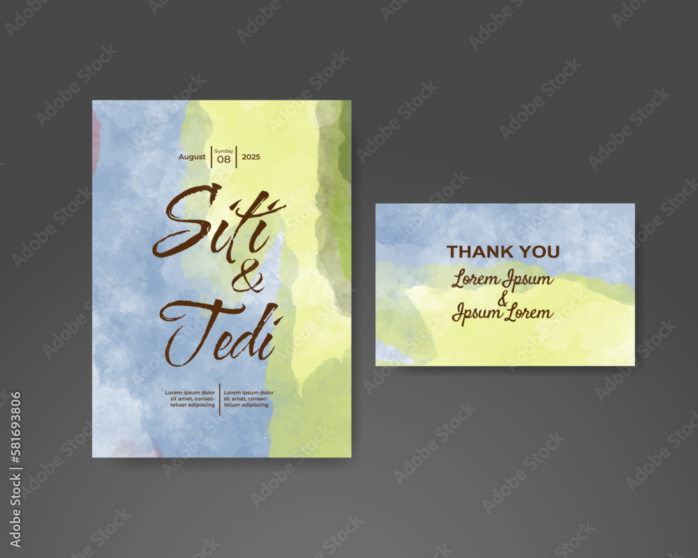 Wedding invitation with abstract watercolor background Wedding invitation with abstract watercolor background