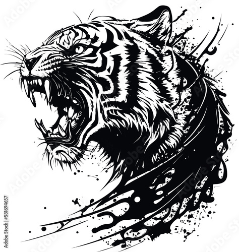 Drawn Lion. Natural colors. isolated in white background, Illustration.