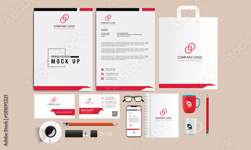 stylish business stationery items set with Vector Design 