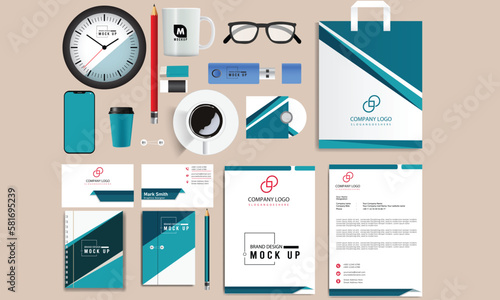stylish business stationery items set with Vector Design 