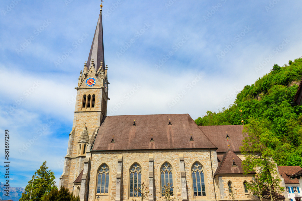 Vaduz Cathedral, or Cathedral of St. Florin is a neo-Gothic church in Vaduz, Liechtenstein Vaduz Cathedral, or Cathedral of St. Florin is a neo-Gothic church in Vaduz, Liechtenstein