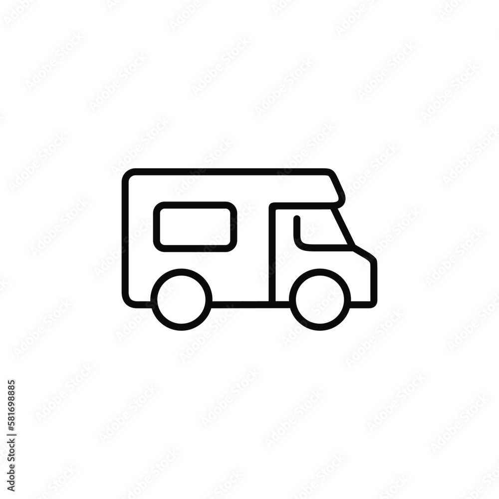 Caravan line icon isolated on white background Caravan line icon isolated on white background
