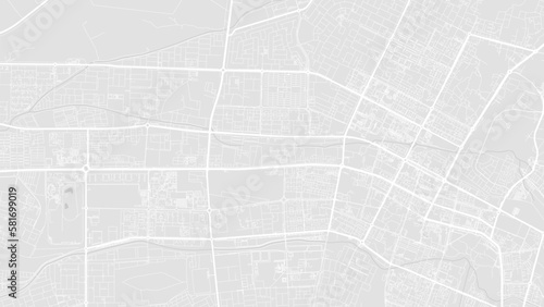 White and light grey Al Ain city area vector background map, streets and water cartography illustration.