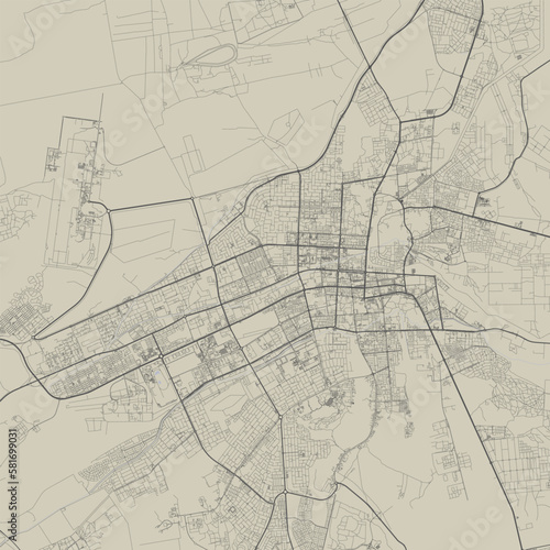 Al Ain vector map. Detailed map of Al Ain city administrative area. Cityscape urban panorama.