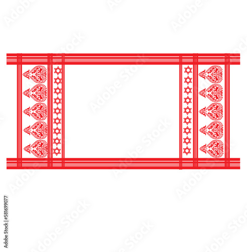 gamosa or gamusa from assam.gamosa textile pattern. gamosa or gamusa is an article of significance for the indigenous people of Assam, India. It is generally a white rectangular piece of cloth  vector photo