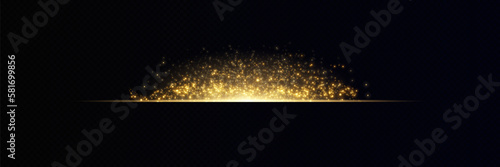Golden glitter.Light effect.Glittering particles background. Gold dust on a transparent background.