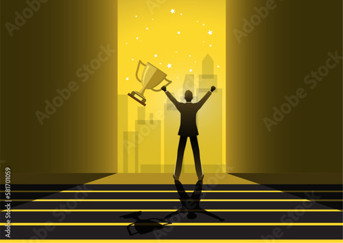 Business winning first place, success or victory