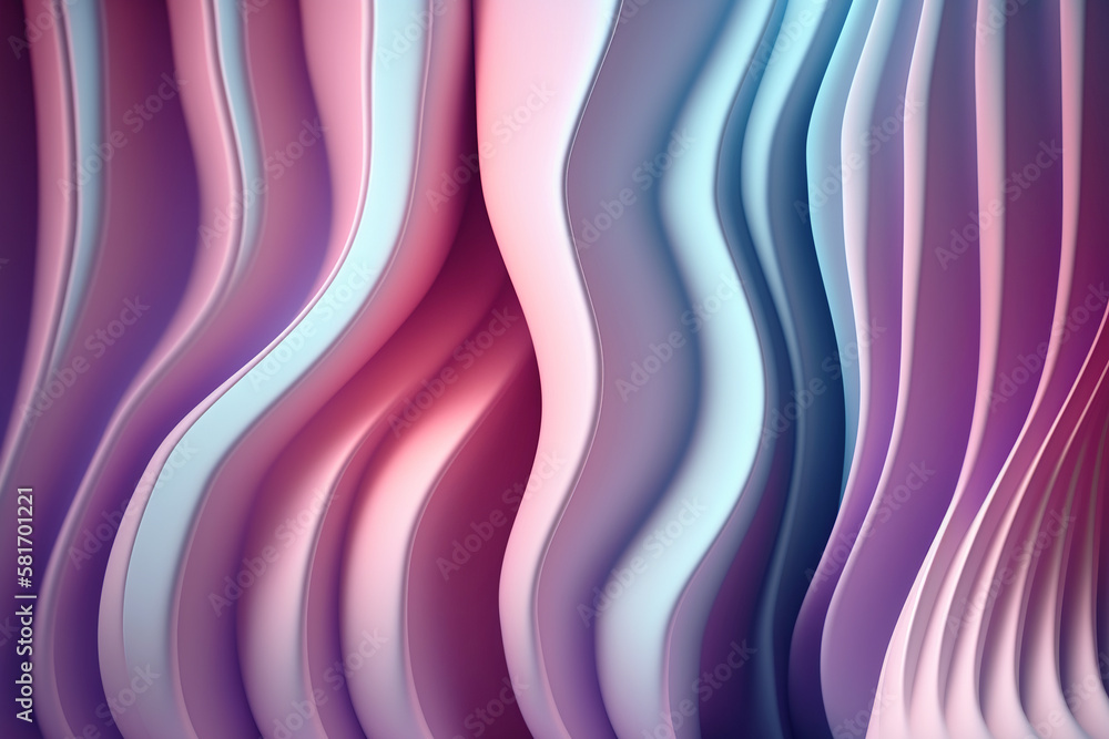 abstract 3d rendering of wavy light blue and pink stripes. AI generated art abstract 3d rendering of wavy light blue and pink stripes. AI generated art