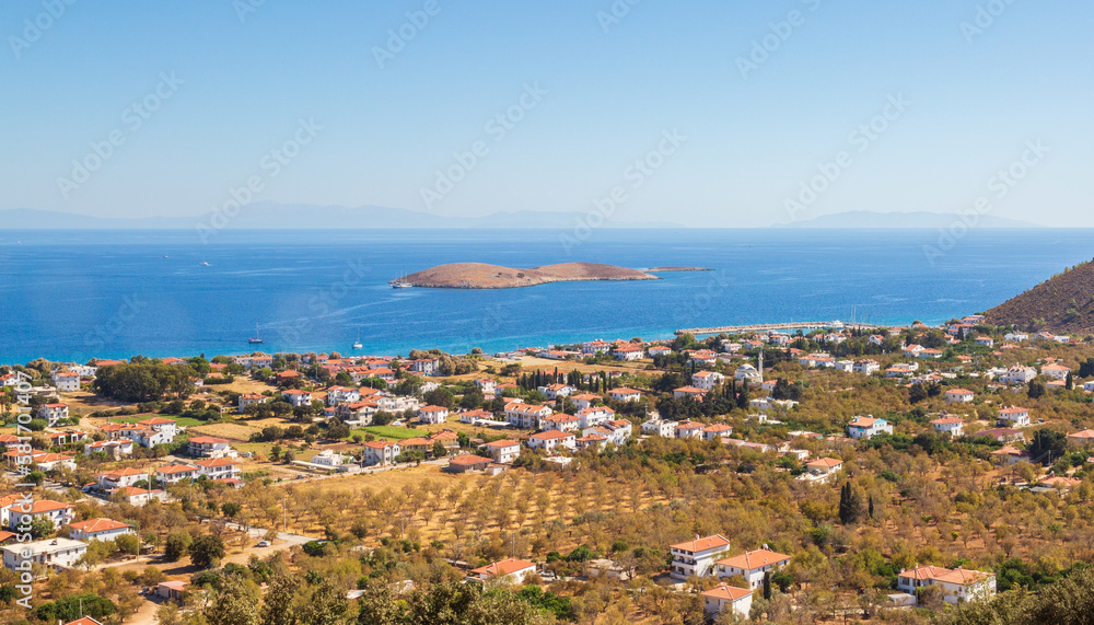 Palamutbuku bay view with island in Datca, Mugla, Turkey