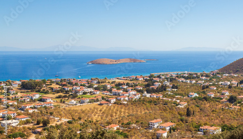 Palamutbuku bay view with island in Datca, Mugla, Turkey