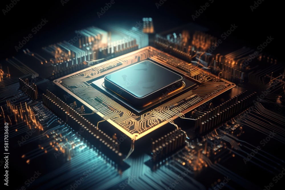 Abstract electronic circuit board background with motherboard and CPU ...