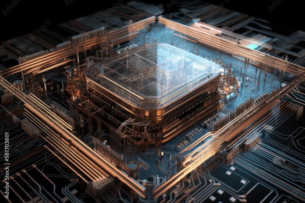 Abstract electronic circuit board background with motherboard and CPU ...