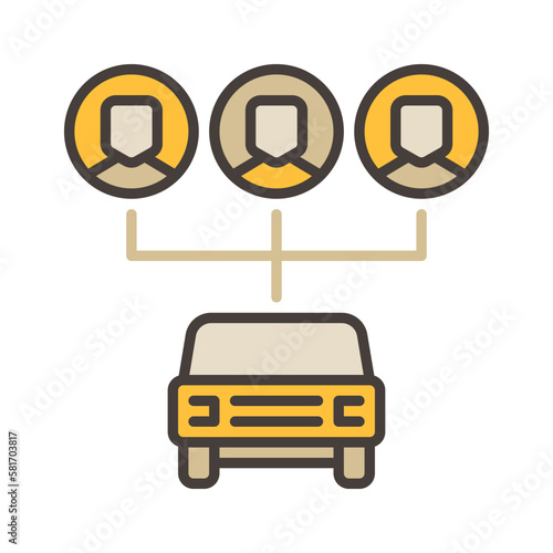 Car Sharing vector Car with People concept colored icon