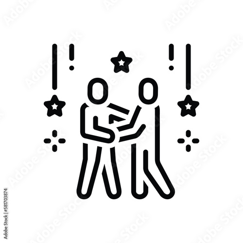 Black line icon for congratulations