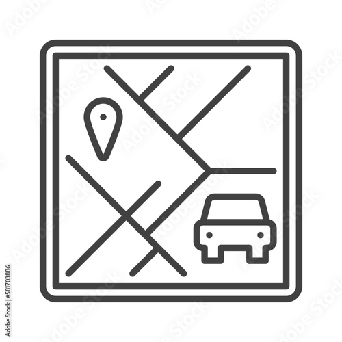 Car Sharing Map App vector concept line icon or symbol