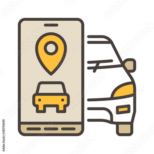Carsharing App vector Car and Smartphone concept colored icon