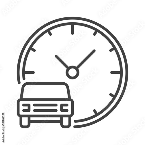 Carsharing Time vector Rent by Hour concept line icon