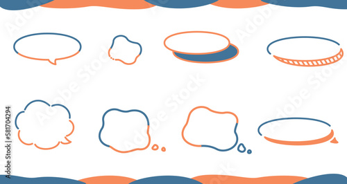 カラフルな漫画風あしらい・アイコンイラストセット