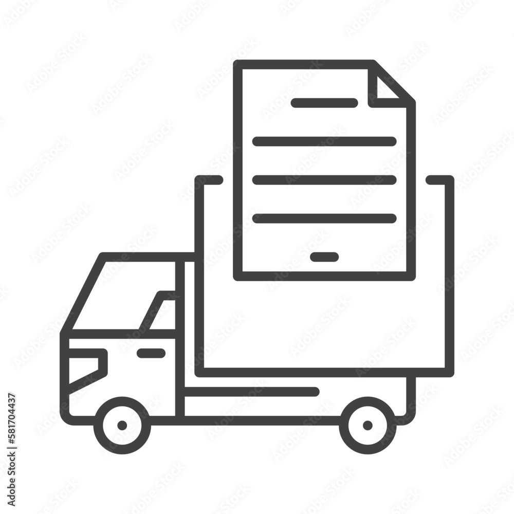 Delivery Truck Documents vector concept linear icon Delivery Truck Documents vector concept linear icon