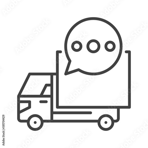 Delivery Truck with Speech Bubble vector concept line icon